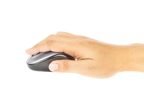 Computer mouse and hand Foto stock