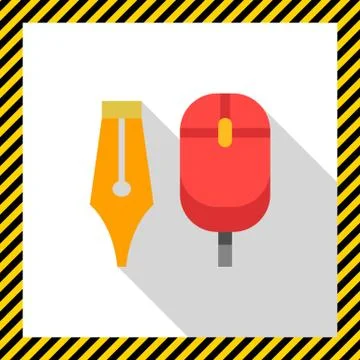 Computer mouse and ink pen nib Stock Illustration