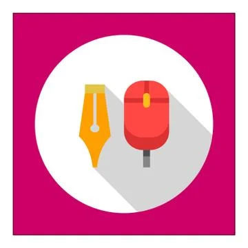 Computer mouse and ink pen nib 스톡 일러스트