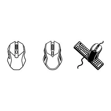 Computer mouse and keyboard icons set Stock Illustration