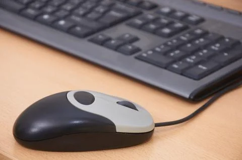 Computer mouse and the keyboard Stock Photos