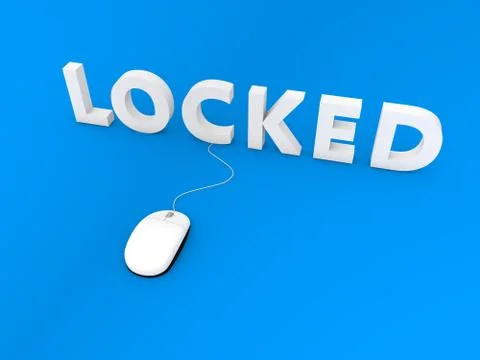 Computer mouse and locked on a blue background.. Stock Illustration