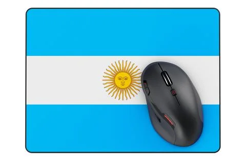 Computer mouse and mouse pad with Argentinean flag, 3D rendering Illustrazione stock