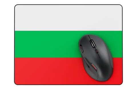 Computer mouse and mouse pad with Bulgarian flag, 3D rendering 스톡 일러스트