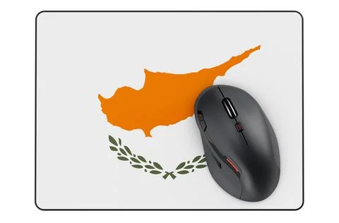Computer mouse and mouse pad with Cypriot flag, 3D rendering 스톡 일러스트