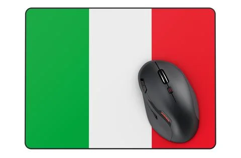 Computer mouse and mouse pad with Italian flag, 3D rendering 스톡 일러스트