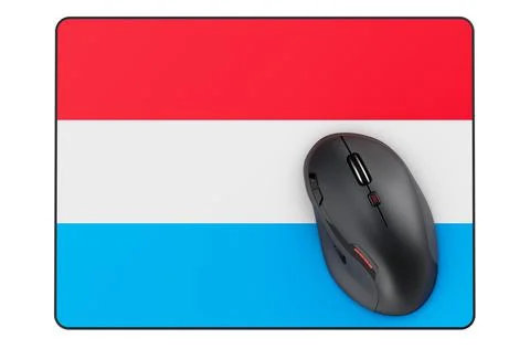 Computer mouse and mouse pad with Luxembourgish flag, 3D rendering Stock Illustration