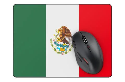 Computer mouse and mouse pad with Mexican flag, 3D rendering 스톡 일러스트