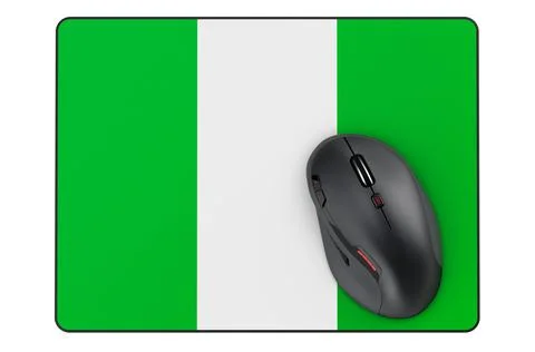 Computer mouse and mouse pad with Nigerian flag, 3D rendering 스톡 일러스트