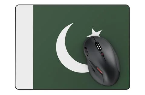 Computer mouse and mouse pad with Pakistani flag, 3D rendering 스톡 일러스트