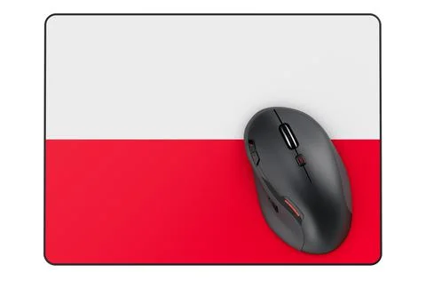 Computer mouse and mouse pad with Polish flag, 3D rendering Stock Illustration