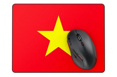 Computer mouse and mouse pad with Vietnam flag, 3D rendering 스톡 일러스트