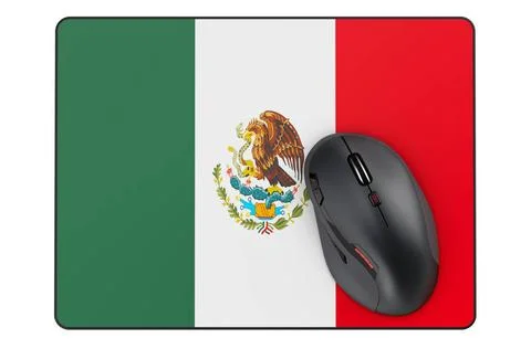 Computer mouse and mouse pad with Mexican flag, 3D rendering Computer mous... Stock Photos