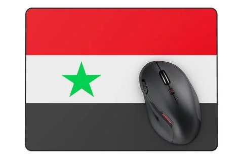 Computer mouse and mouse pad with Syrian flag, 3D rendering Computer mouse... Stock Photos