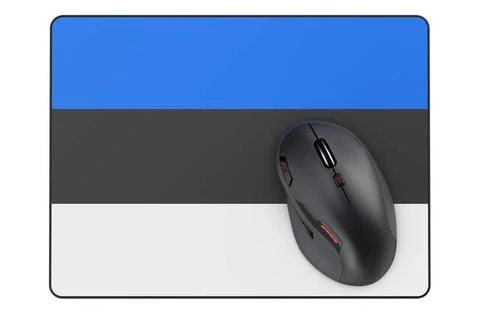 Computer mouse and mouse pad with Estonian flag, 3D rendering Computer mou... Stock Photos