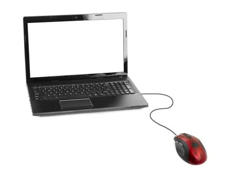 Computer mouse and notebook Stock Photos