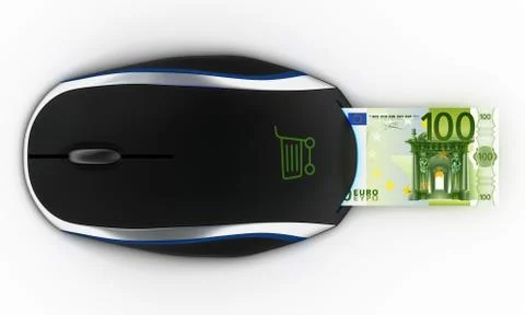 Computer mouse and one hundred euro banknote part of it Stock-Illustration