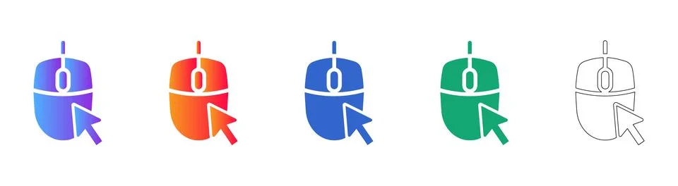 Computer Mouse and Pointer Icons Set Digital Click Interaction 库存插图