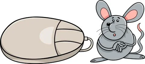 Computer mouse and real rodent cartoon Illustrazione stock