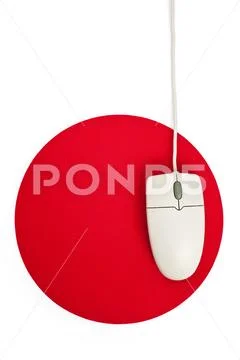 Computer Mouse and red Mouse pad Stock Photos