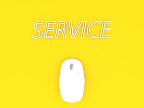 Computer mouse and service on a yellow background. Stock Illustration