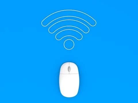 Computer mouse and wi-fi on a blue background. Stock Illustration