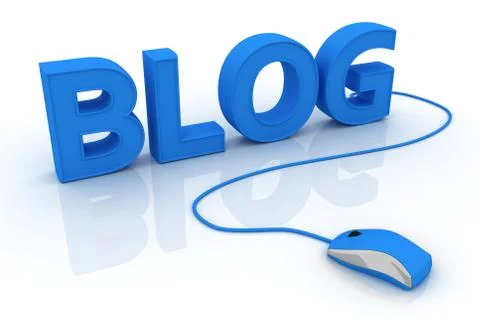 Computer mouse and the word Blog Stock Illustration