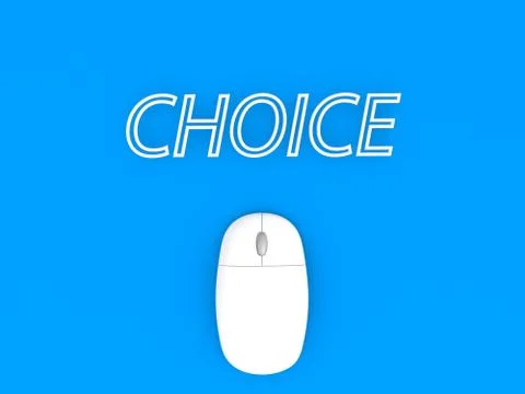 Computer mouse and the word CHOICE . Stock-Illustration