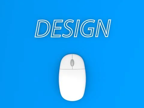 Computer mouse and the word DESIGN . Stock Illustration