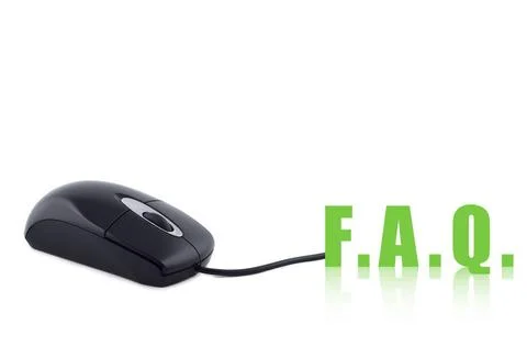 Computer mouse and word FAQ isolated concept. Computer mouse and word FAQ ... Stock-Fotos