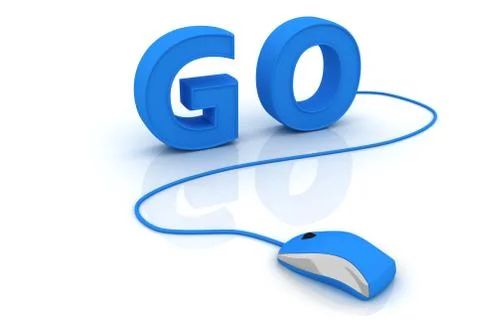 Computer mouse and the word Go Stock Illustration