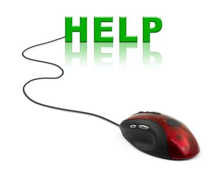Computer mouse and word Help Stock Photos