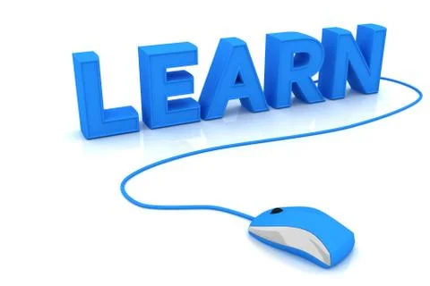 Computer mouse and the word Learn Stock Illustration