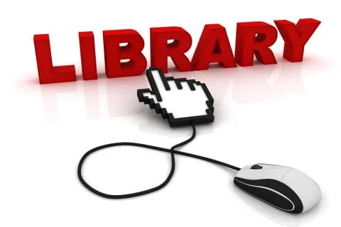 Computer mouse and the word Library Stock Illustration