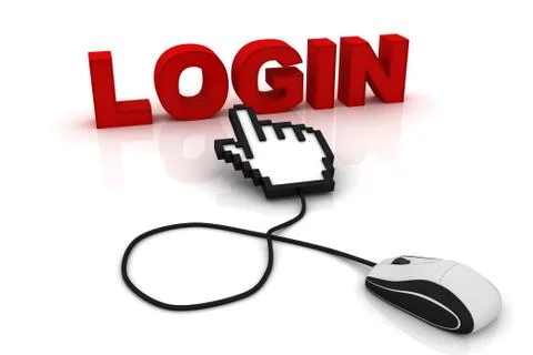 Computer mouse and the word Login Stock Illustration
