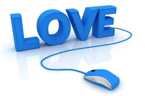 Computer mouse and the word Love Stock Illustration