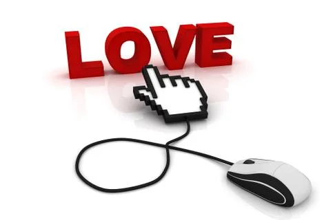 Computer mouse and the word Love Stock Illustration