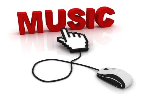 Computer mouse and the word Music Stock Illustration
