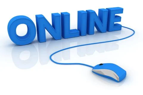 Computer mouse and the word Online Stock Illustration