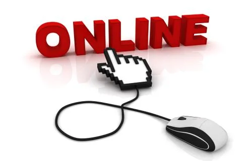 Computer mouse and the word Online Stock Illustration