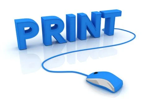 Computer mouse and the word Print Stock Illustration
