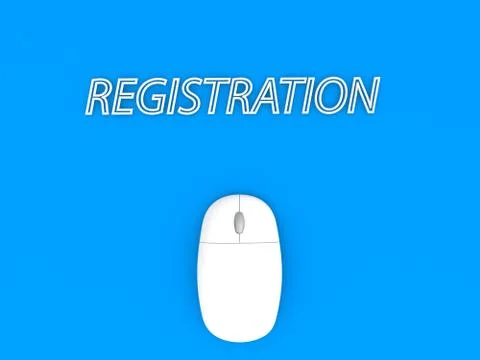 Computer mouse and word REGISTRATION . Stock Illustration