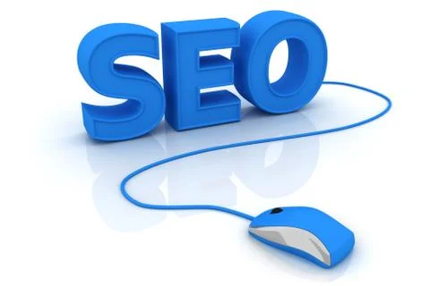 Computer mouse and the word SEO Illustrazione stock