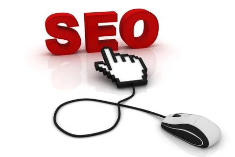Computer mouse and the word SEO Stock Illustration