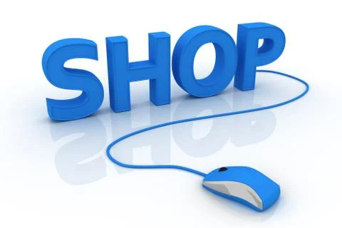 Computer mouse and the word Shop Stock Illustration