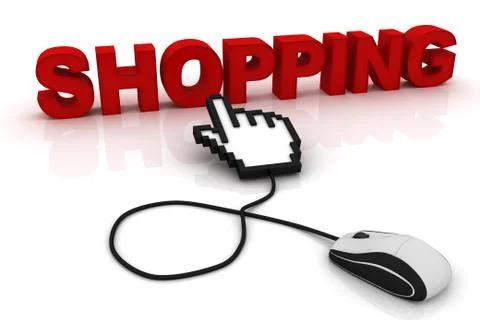 Computer mouse and the word Shopping Stock Illustration