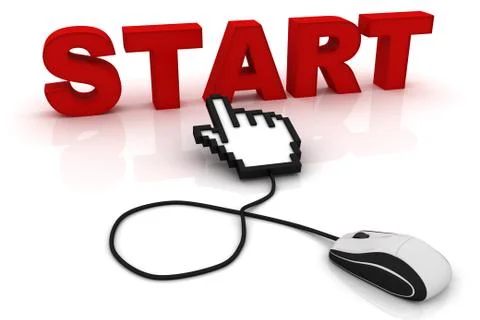 Computer mouse and the word Start Stock Illustration