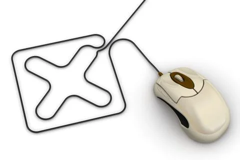 Computer mouse and "X" mark Ilustração Stock