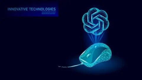 Computer mouse with Artificial intelligence Chat GPT. Machine learning online Stockillustratie