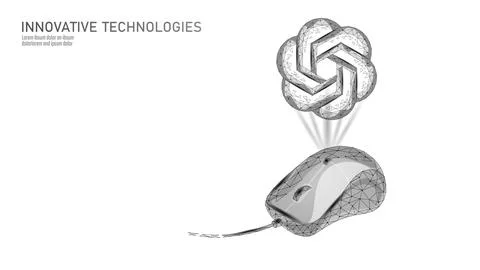 Computer mouse with Artificial intelligence Chat GPT. Machine learning online イラスト素材